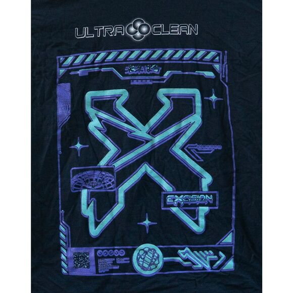 Excision DJ Ultra Clean T-Shirt Men's Black Blue Size L - Picture 2 of 7